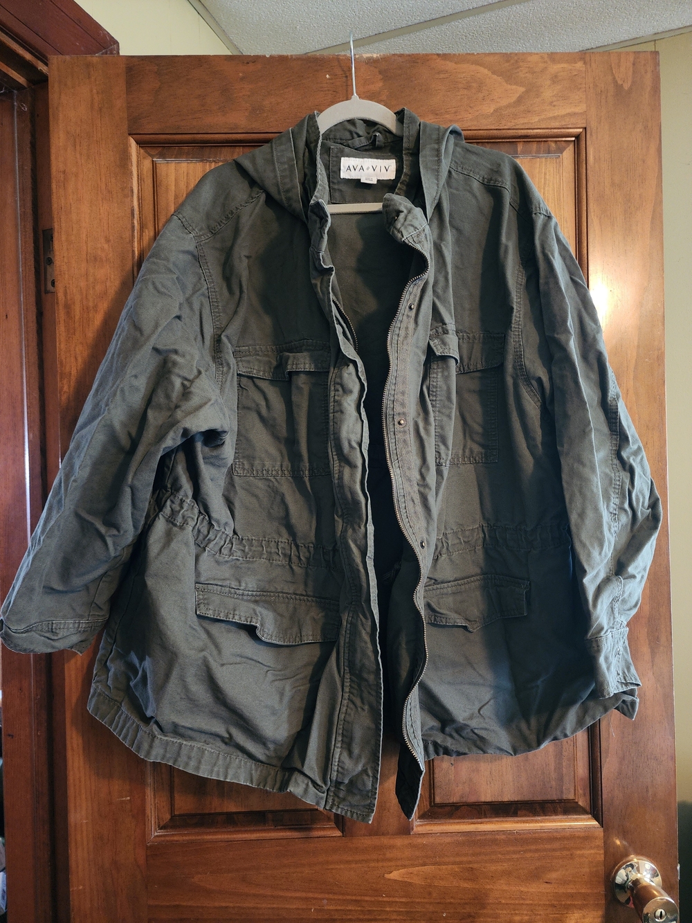 Ava & Viv 3X Olive Green Utility Jacket Plus Size